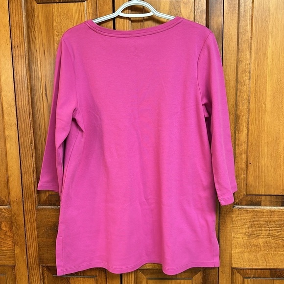 Isaac Mizrahi Deep Pink Rounded Neck Pima Cotton Tunic Pockets Medium - Picture 2 of 4
